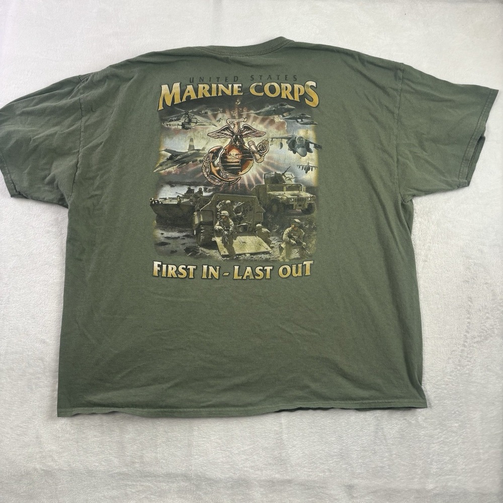 USMC United States Marine Corps First In - Last Out Green Shirt Men's 3XL